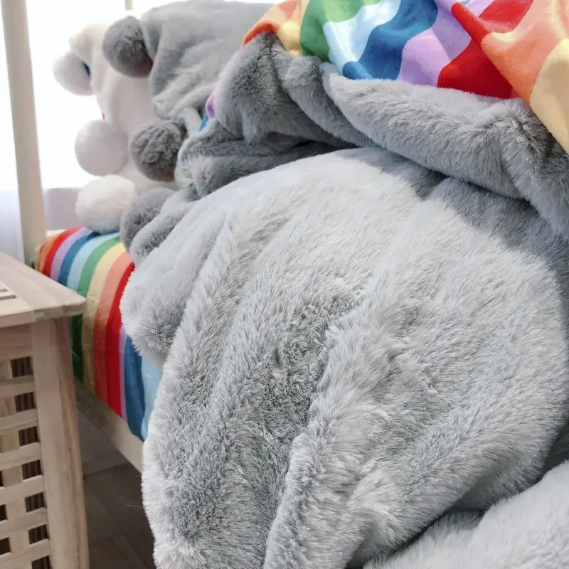 Новый Белый Розовый Серый семь радужных зимних теплых фланелевых бархатных