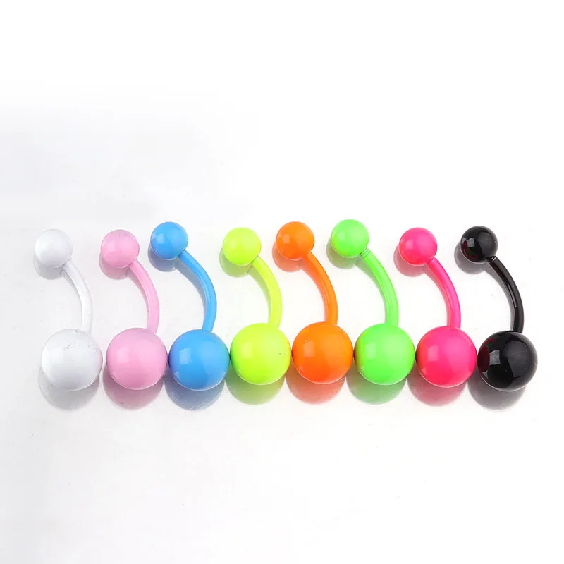 

8pcs Flexible Navel Bar Rings Stainless Steel Navel Rings Gold Ball Sexy Belly Button Ring Belly Rings Body piercing Jewelry