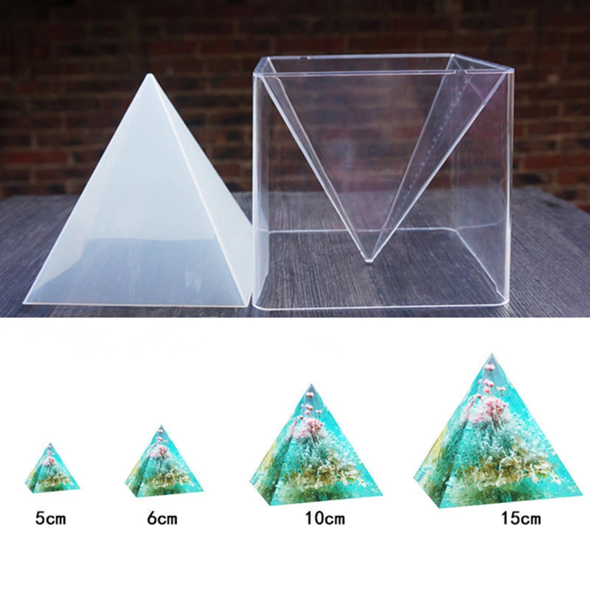 

1pc Super Pyramid Silicone Mould DIY Resin Craft Jewelry Mold + Plastic Frame For Plaster Wax Soap Candle Making