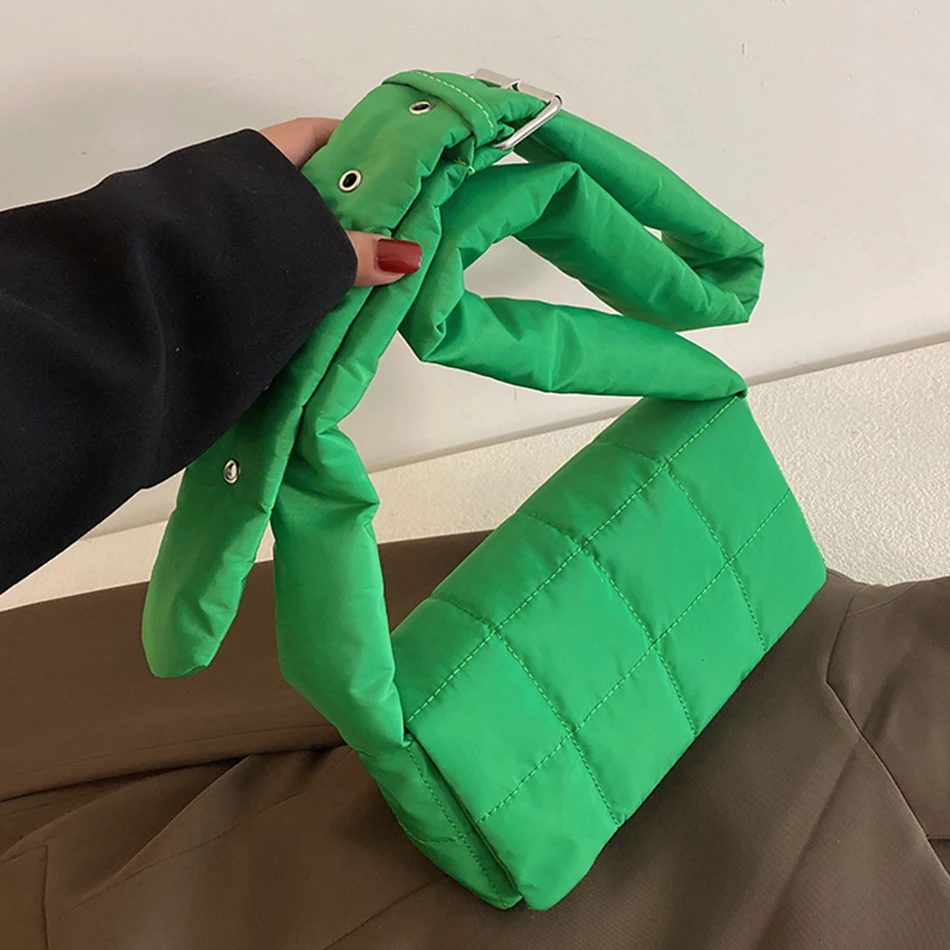 

Winter Green Small Woven Women's Shoulder Messenger Bag Trend Winter Branded Designer Luxury Handbags and Purses Padded Bag Sac