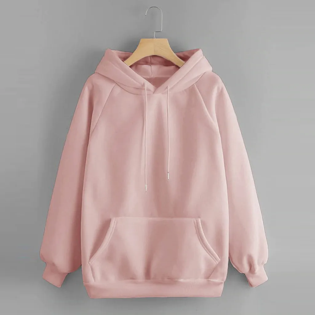 Women Hoodies Fall 2021 Casual Solid Color Hoodie Pocket Long Sleeve Pullover Sweatshirt Streetwear Women Oversized Hoodies