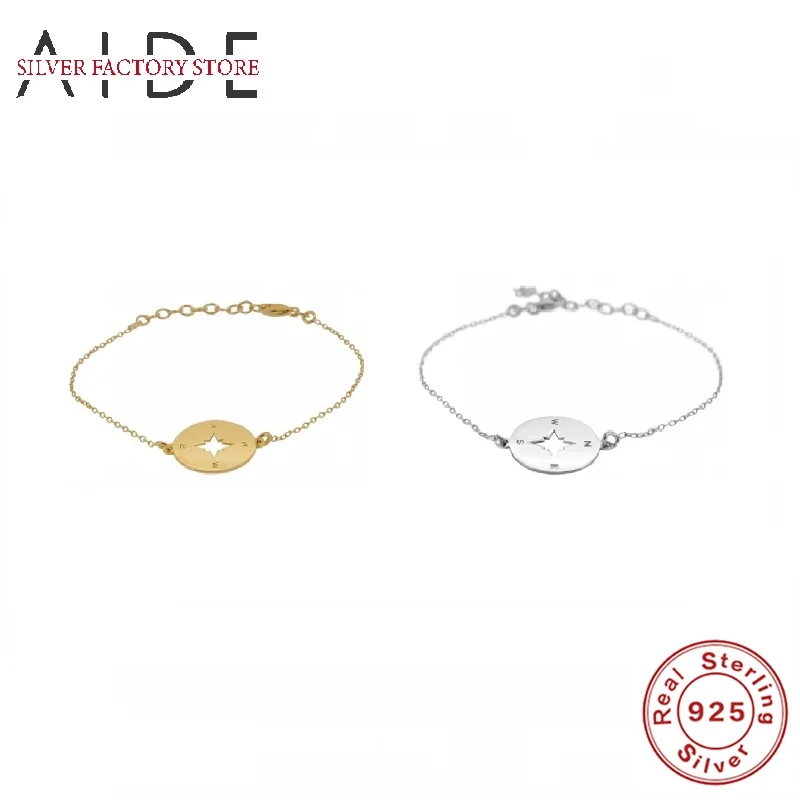 

AIDE Bohemian Chain Bracelet for Women Fashion Vintage Compass Gold Color Chain Bracelets Silver 925 Jewelry pulseras mujer