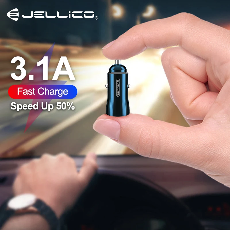 Jellico QC 3 0 Металлический Двойной Слот для Mini USB автомобильный Зарядное устройство