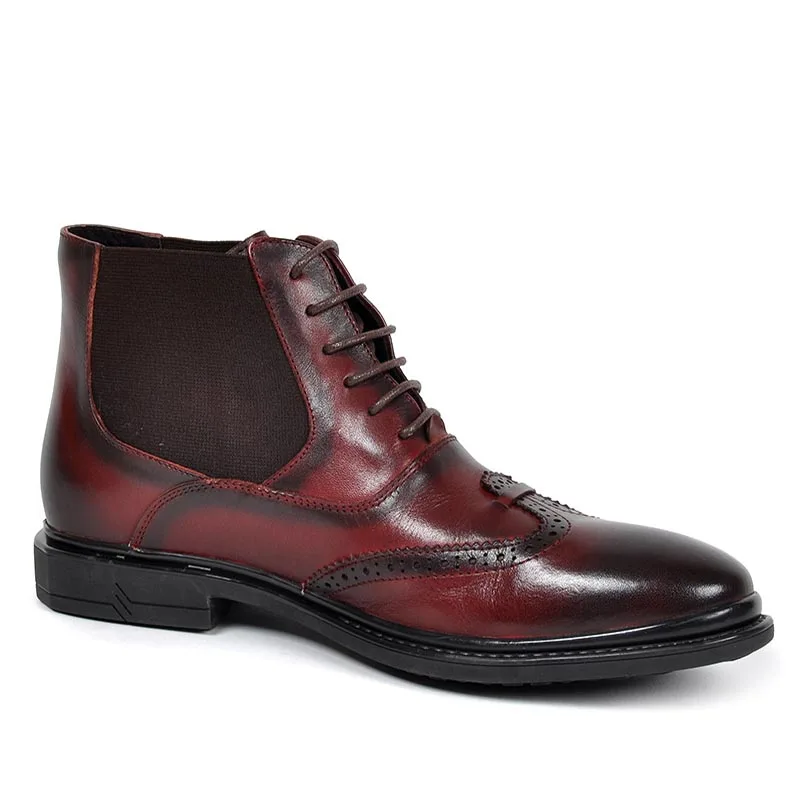 Sipriks мужские ботинки Челси ручная роспись цвета: красный и коричневый платье с