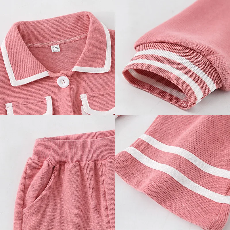 

90-130 Cm Spring Autumn Girls Fashion Suit Baby Kids Children Clothing Set 2pcs Two Colors
