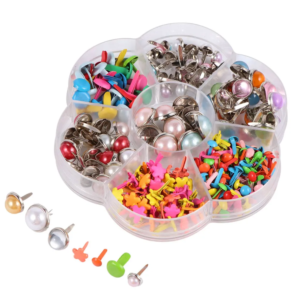 1 Box of 6-12mm Mixed Metal Mini Colorful Brads Mushroom Nails Children Handmade Nail Material DIY Craft (Box 2) | Дом и сад
