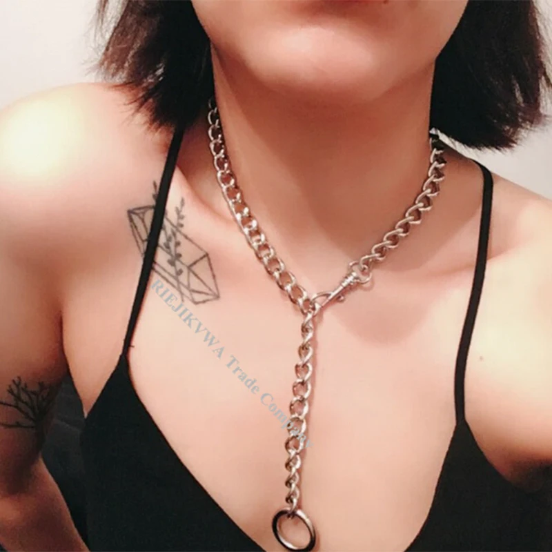 1x Панк Сплав готический рок круглый металлическая цепочка колье воротник