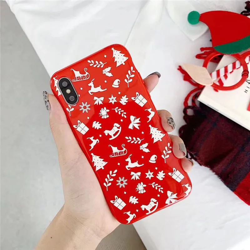Lovebay прекрасный Рождественский мягкий чехол для iPhone 11 6 S 7 8 Plus Снеговик Лось