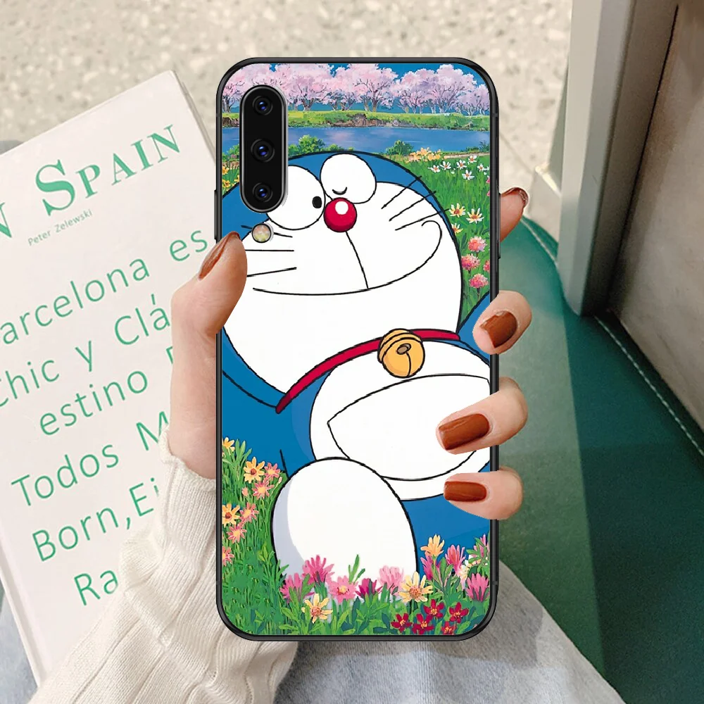Чехол для телефона с Аниме Doraemon Blue Cat Samsung Galaxy A 3 5 7 8 10 20 21 30 40 50 51 70 71 E S 2016 2018 4G black luxury