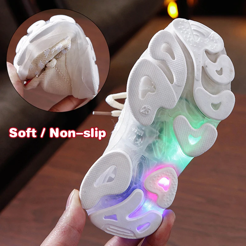 Детские светящиеся кроссовки со светодиодами детские для бега спортивная обувь