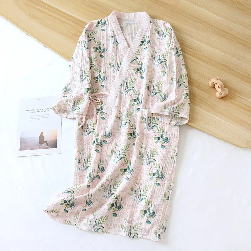 Новинка Женская длинная одежда из крепа для сна с длинным рукавом и принтом
