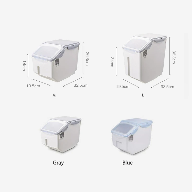 

With Lid Large Capacity Sealed Food Storage Box Rice Storage Bucket Spoon Pet Dry Food Anti-oxidation Home Storage Organizer