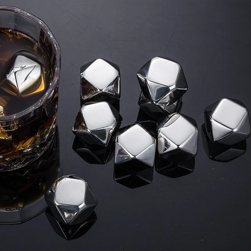 

Reusable Stainles Steel Chilling Ice Cube Set Whiskey Stones Unique Gifts Bar Accessories For Wine Beverage Cocktail Coffee