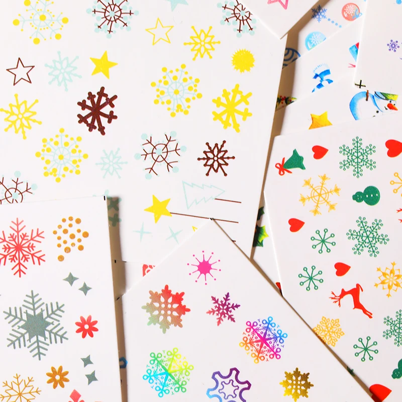 16 Sheets Nail Water Decals Christmas Flower Leaves Mixed Pattern Colorful Transfer Stickers Art DIY Design | Красота и здоровье