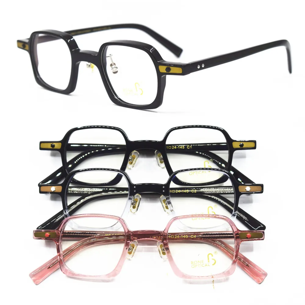 Винтажные маленькие квадратные оправы для очков 41 мм с полным ободком ацетатные