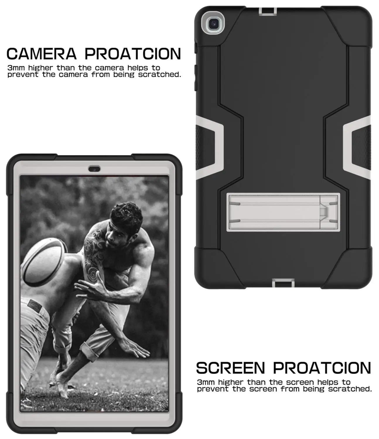 3 в 1 противоударный силиконовый чехол с подставкой для Samsung Galaxy Tab A 10 2019 T510 T515 SM-T510