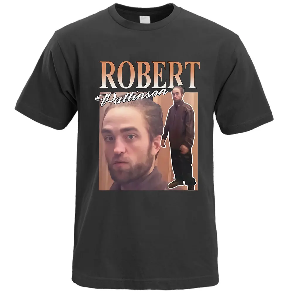 

Funny Robert Pattinson Standing Meme T Shirt for Men Soft Cotton Tee Tops Vintage Rob Tshirt Short Sleeve Novelty T-shirt Merch