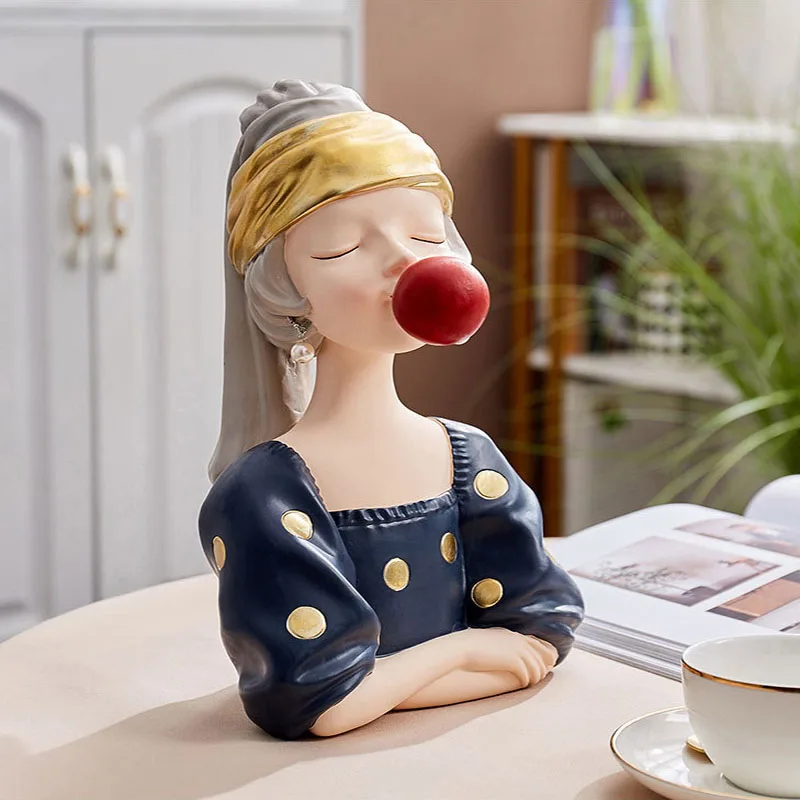 Скандинавская полимерная скульптура в виде пузырьковой девочки Современное