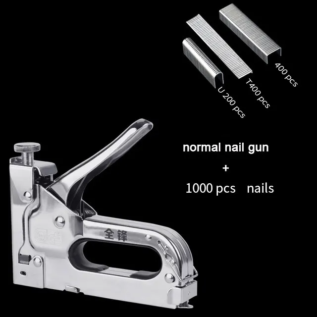 nail gun1 1000nails Tranvon 3 в 1 ручной пистолет для ногтей сверхмощный стальной штапельный пистолет для крепления материала декоративные элементы для обивки столярных изделий - Цвет: nail gun1 1000nails