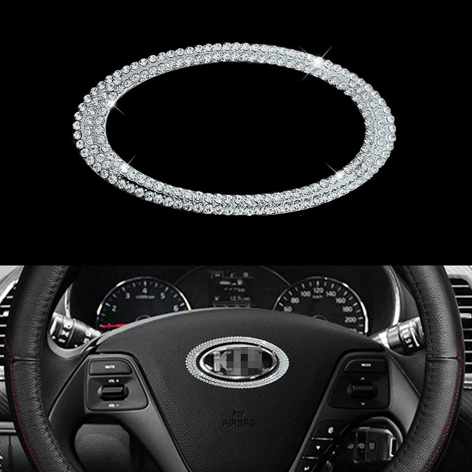 

Car Steering Wheel Emblem Crystal Diamond Sticker for Kia K2 K3 K5 KX RIO 5 Sportage Ceed Forte Sorento Cerato Soul Venga Optima