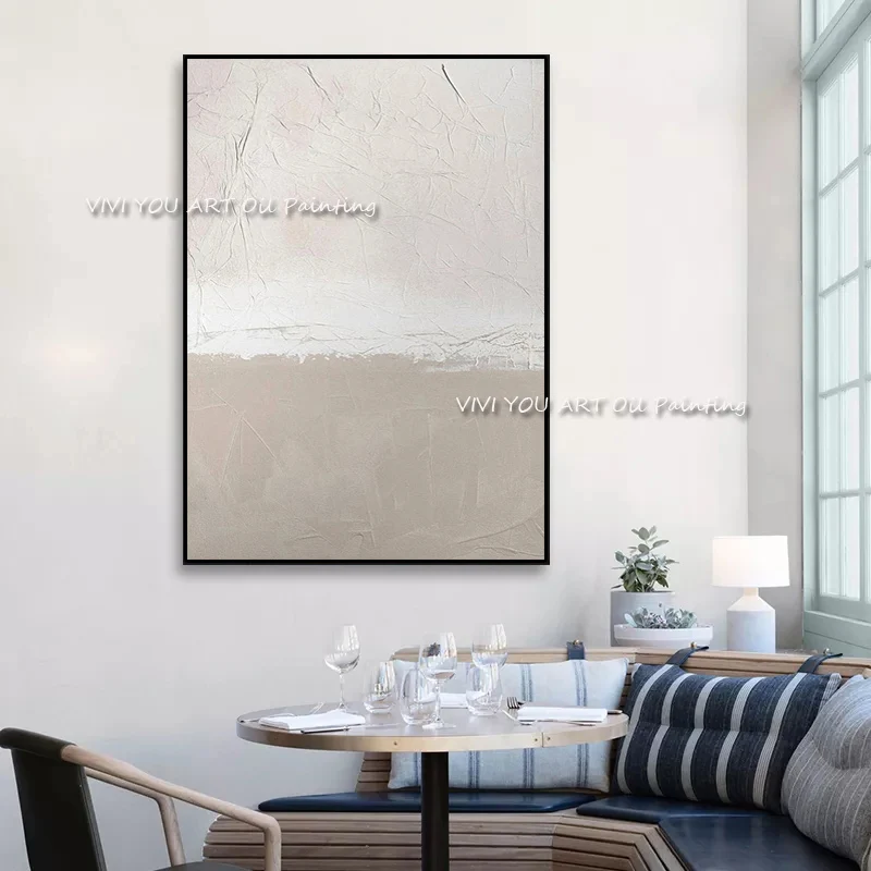 

100% картина маслом ручной работы белая картина Простая Современная Большая Абстрактная Картина на холсте картина маслом настенные картины ...