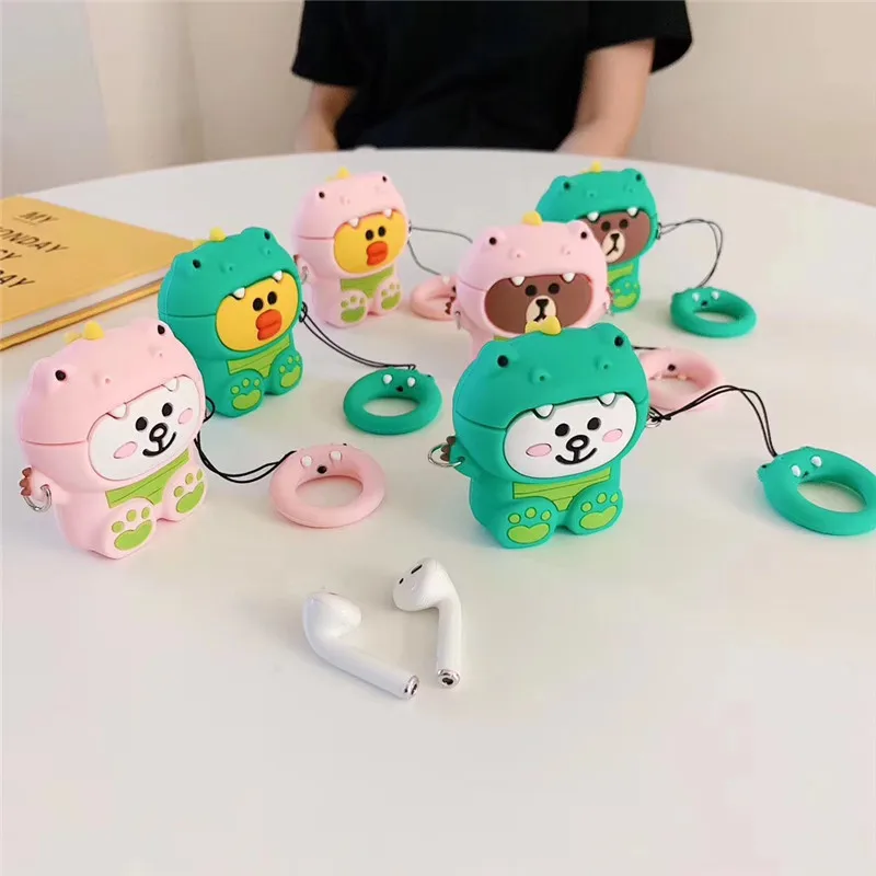 3D милый мини медведь утка Airpods Мягкий Силиконовый ТПУ чехол для iPhone аксессуары i12
