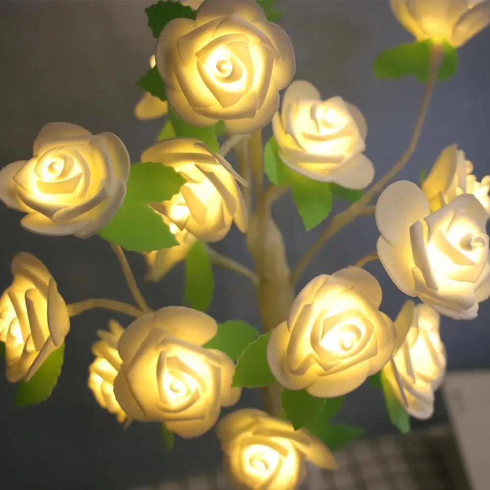 Rose Table Lamp Christmas Valentine Wedding Ins Style Decoration LED Night Light for Home Festival Party Illumination | Дом и сад