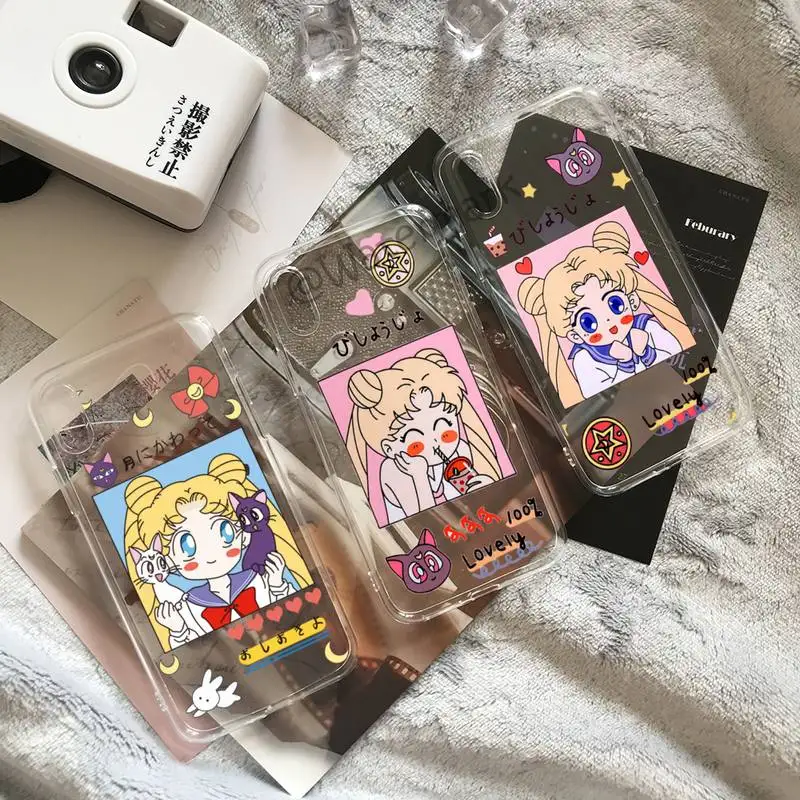 

Cartoon Cute Sailor Moon Girls Phone Case For IPhone 13 Mini 12 11 Pro Max Xs X Xr 7 8 Plus Se 2020 Transparent Cover