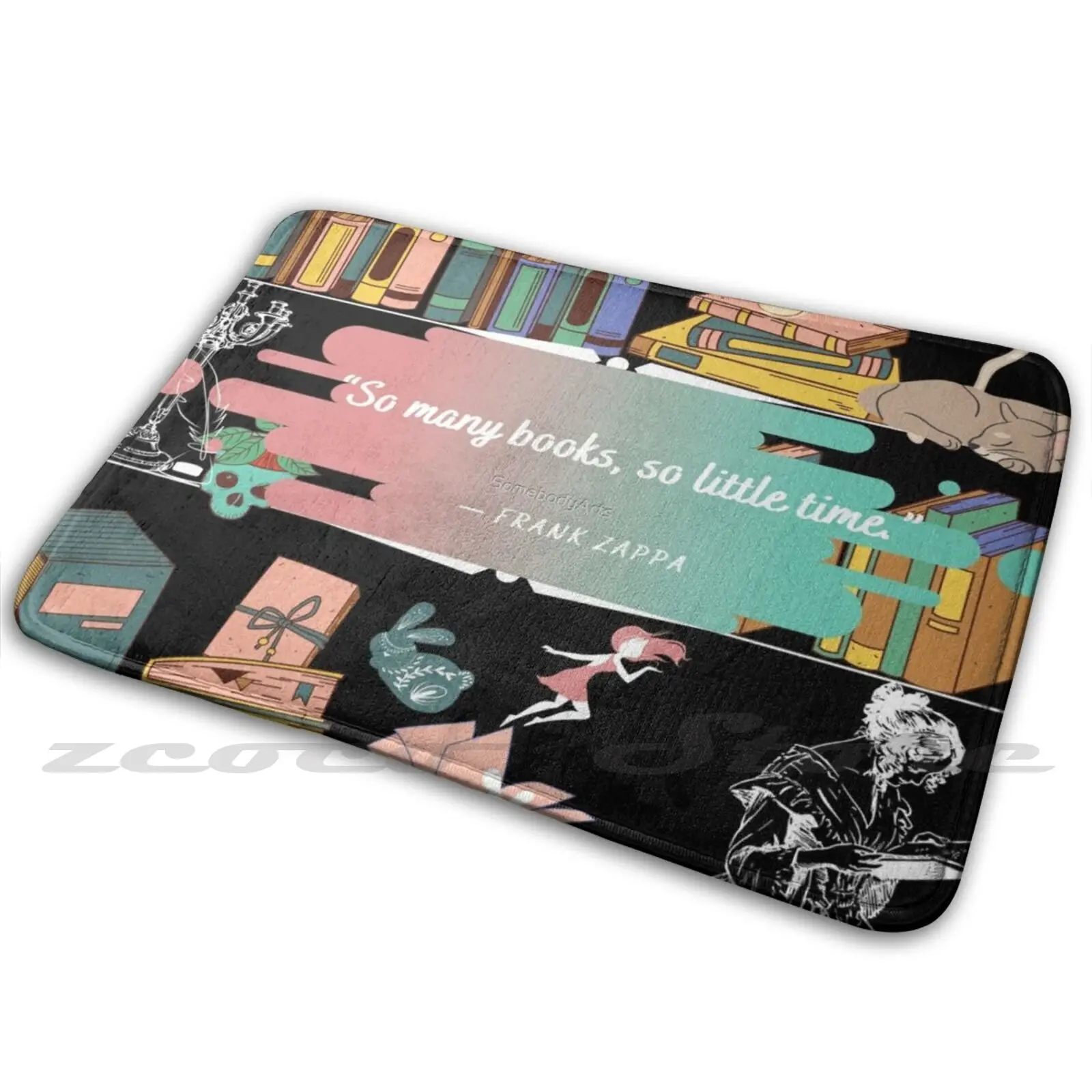 Коврик очень много книг маленький раз Frank Zappa впитывающий воду нескользящий
