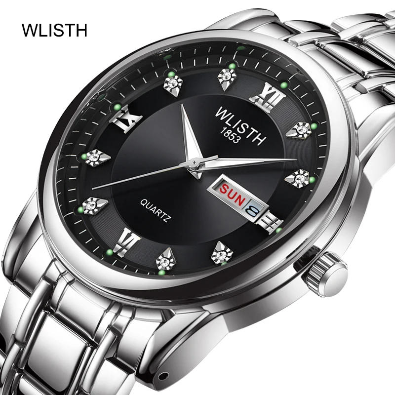 

Часы наручные WLISTH Мужские кварцевые, модные спортивные деловые водонепроницаемые, с датой и неделей