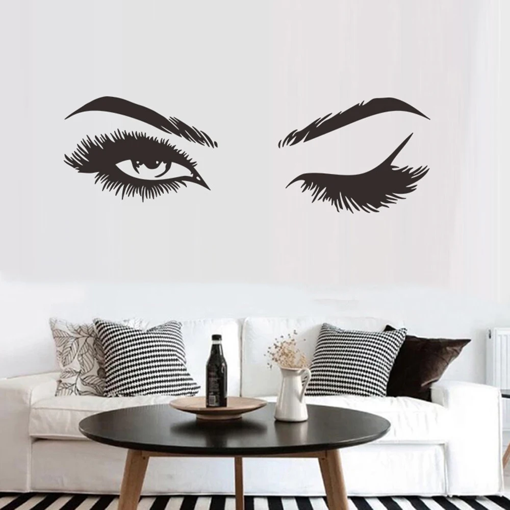 

1pc 66*21cm Waterproof Wall Sticker Home Decor DIY PVC Woman Eye Face Girl EyelashWall Sticker Removable Waterproof Mildewproof
