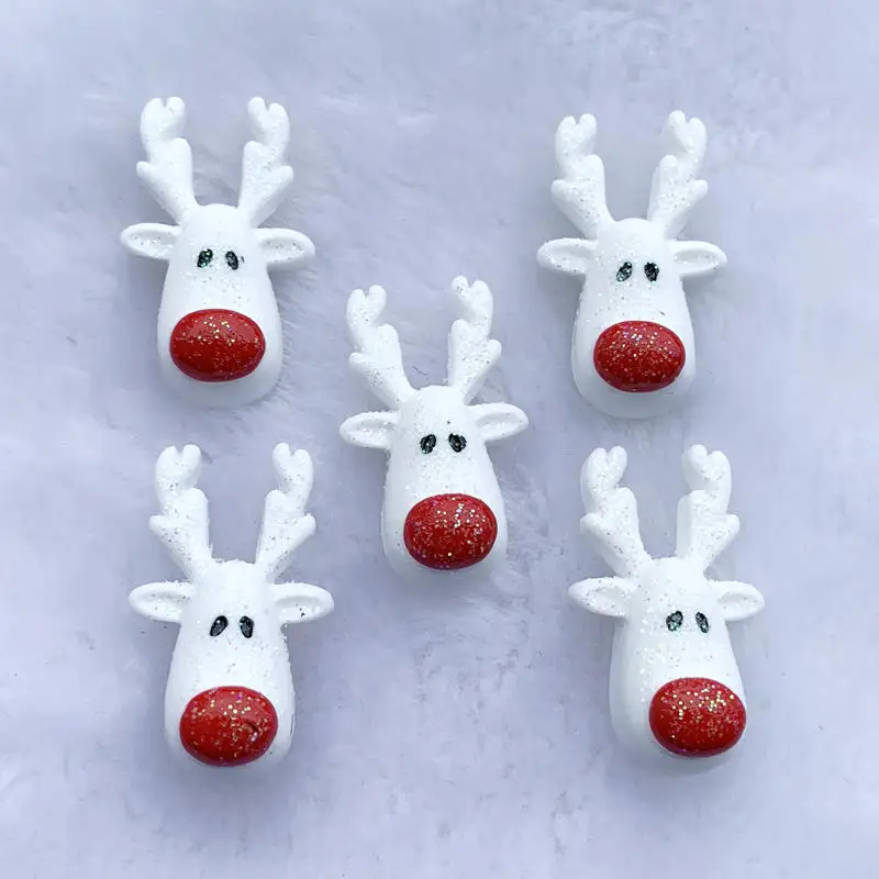 DIY 8 шт. 19x31 мм Рождественский Белый олень Смола с плоской задней стороной кабошон художественная поставка украшение очаровательное ремесло S46