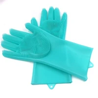 1pair silicone cleaning gloves kitchen magic silicone dish washing glove for household scrubber rubber kitchen clean tool