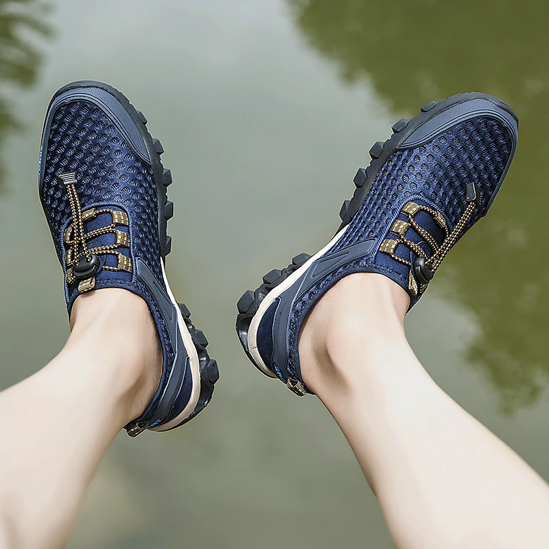 Сандалии мужские из быстросохнущей кожи легкие износостойкие Нескользящие для