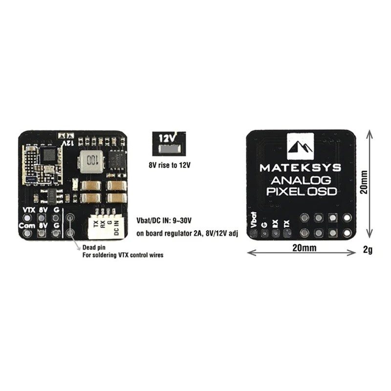 MATEK Analog Pixel OSD Module for FPV VTX Camera Flight Controller Support 8V Boost To 12V Voltage Power Regulater 9-30V | Игрушки и - Фото №1