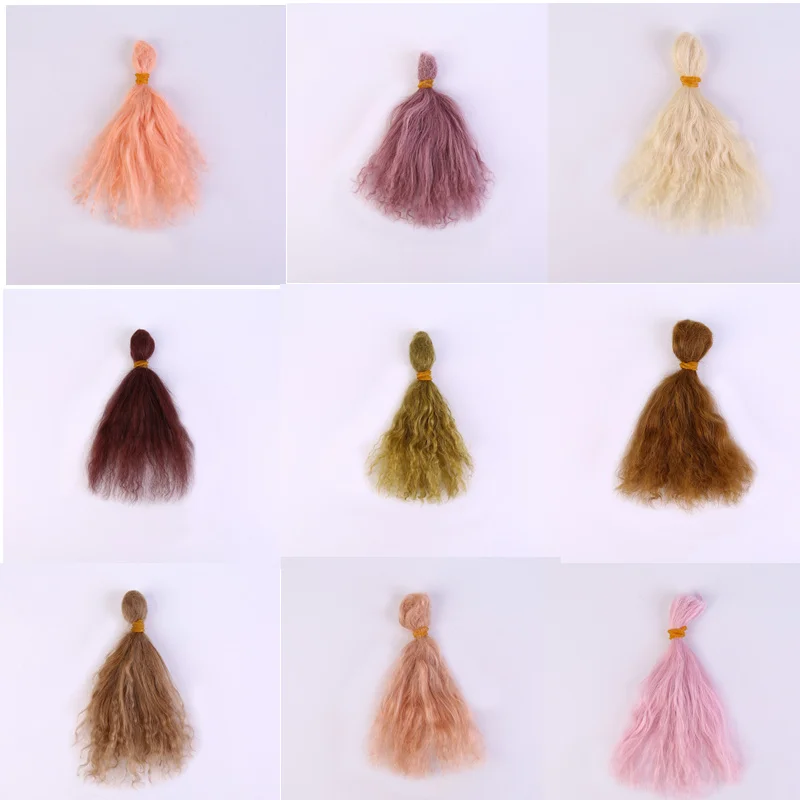 

Fashion 10 pieces /lot Reborn Doll mohair 11 Colors Curly Mohair About 6 Inches In Length DIY Dolls Mohair For BJD SD Dolls