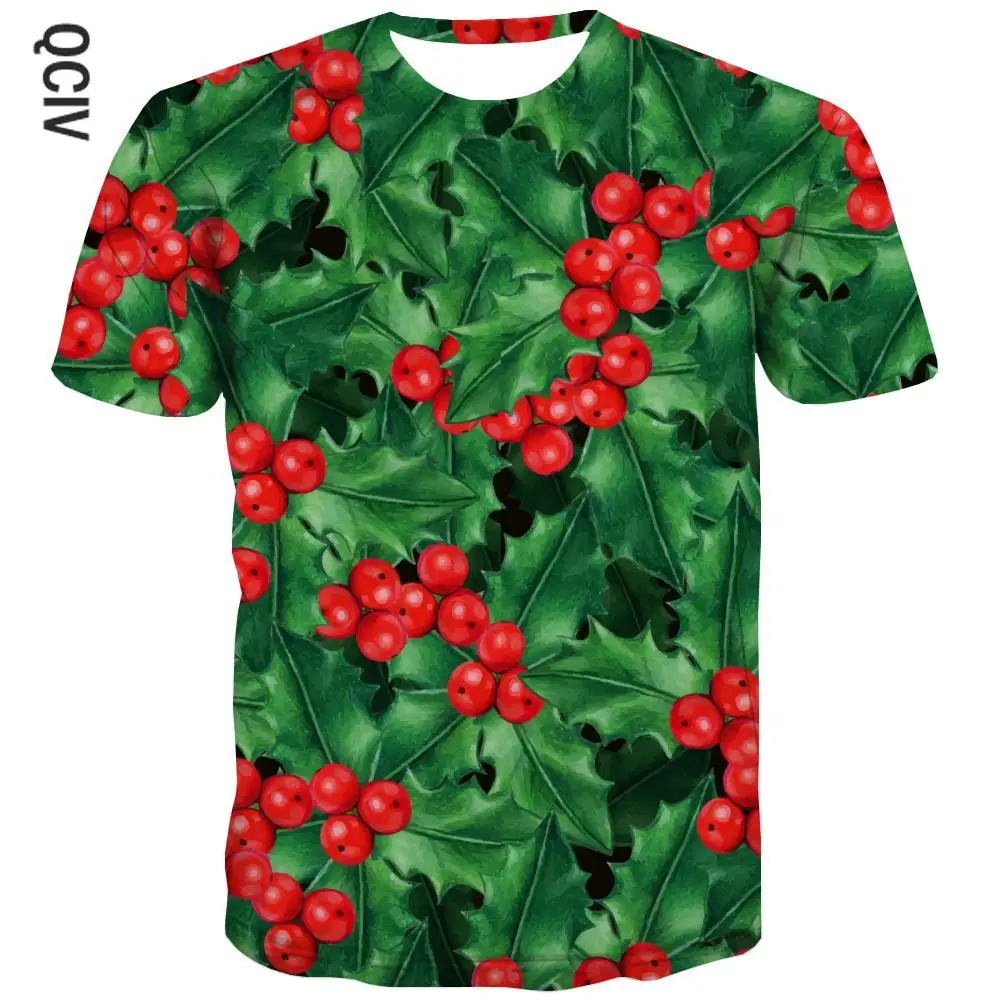 

QCIV Christmas T-shirt boy Leaf T-shirts 3d Painting Tshirts Casual Decorate Tshirt Printed Short Sleeve summer Cool Style Tops
