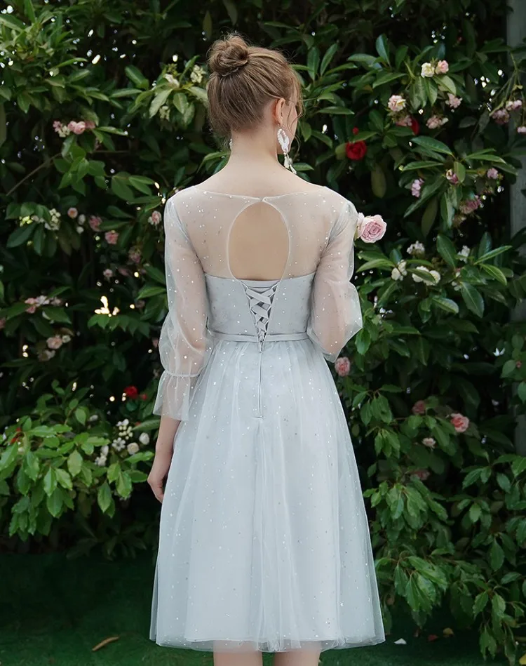 Женское короткое вечернее платье серое бальное платье-корсет для подростков и