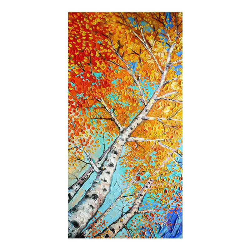 

Modern Art Deco Canvas Hand-painted Abstract Oil Painting Birch Forest