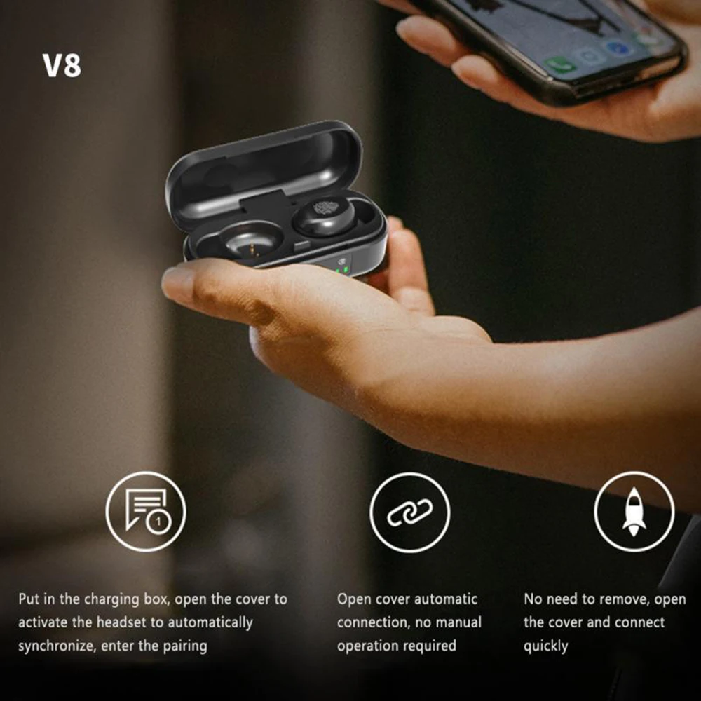 TWS-наушники V 8 с поддержкой Bluetooth 5 0 и защитой класса IPX5 | Электроника