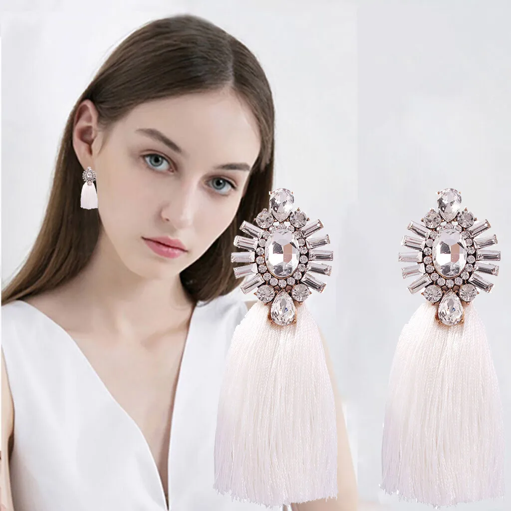 Europe and America bohemian rattan handmade tassel geometry long earrings ladies jewelry wild ear wholesale | Тематическая одежда