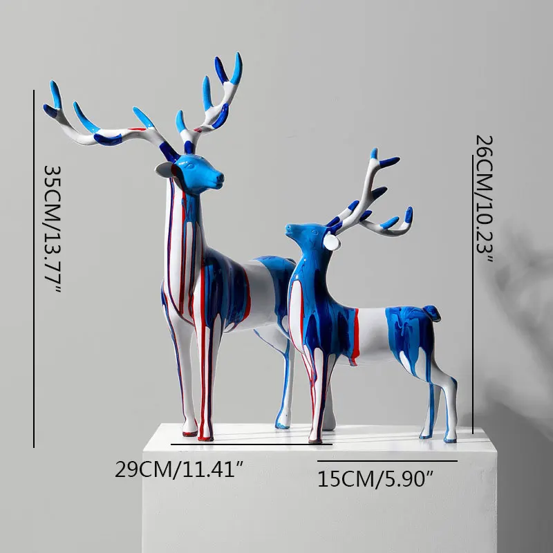 

Strongwell Home Decoration Animal Sculpture Graffiti Deer Statue Creative Living Room Display Animal Furnishings Decor Ornament