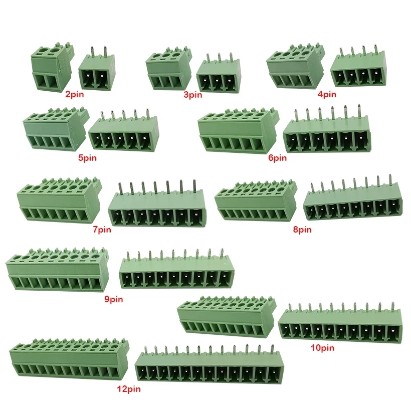 5 пар KF2EDG 15EDG 3,81 мм PCB винтовая Клеммная колодка коннектор 2/3/4/5/6/7/8/9/10/12Pin прямоугольный разъем-контактный разъем