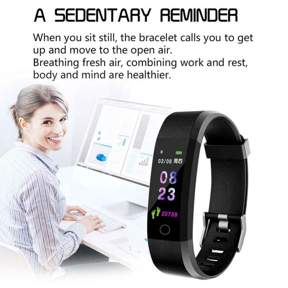 115 плюс Bluetooth браслет с отслеживанием показателей здоровья Монитор Сердечного