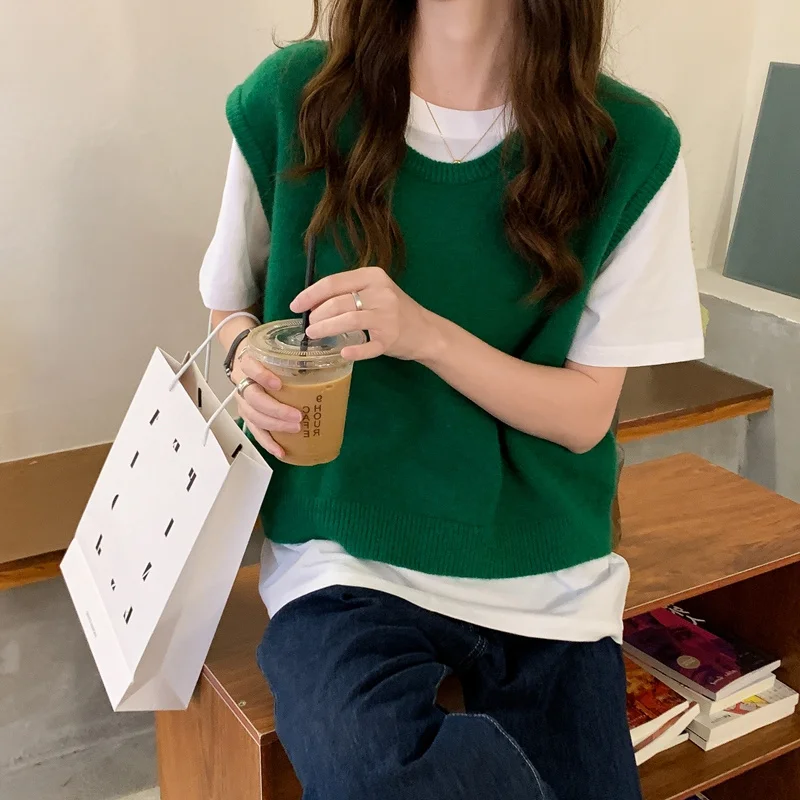 

Универсальное Бандажное платье на весну и осень, вязаный жилет, женский жилет, дизайнерская нишевая внешняя одежда, короткий жилет в стиле р...