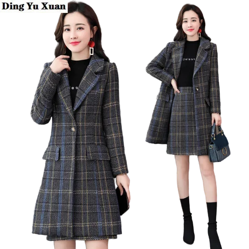 Женский офисный костюм с юбкой для работы женский шерстяной длинный тренчкот и