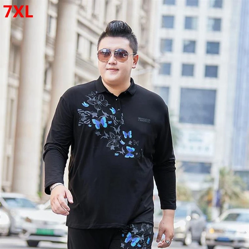Мужская рубашка поло большого размера с длинными рукавами 6xl 7xl 9xl плюс|Поло| |