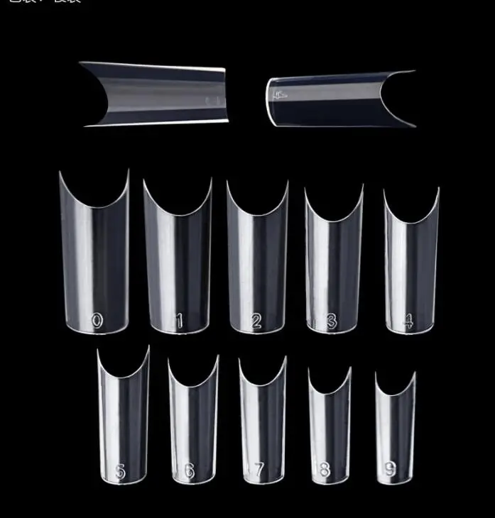 Gel  Nails Extension System Full Cover Sculpted Clear Stiletto Coffin False Nail Tips 500pcs/bag