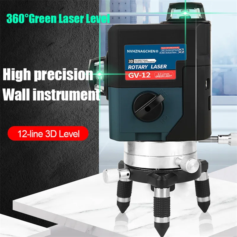 Лазерный уровень 12 линий 3D Green Beam 360 Spin Самонивелирующийся лазерный спиртовой Graus
