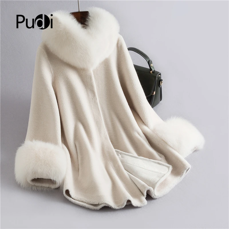 Pudi пальто из натурального овечьего меха, куртка, пальто, женские зимние теплые пальто из натурального меха, пальто H632
